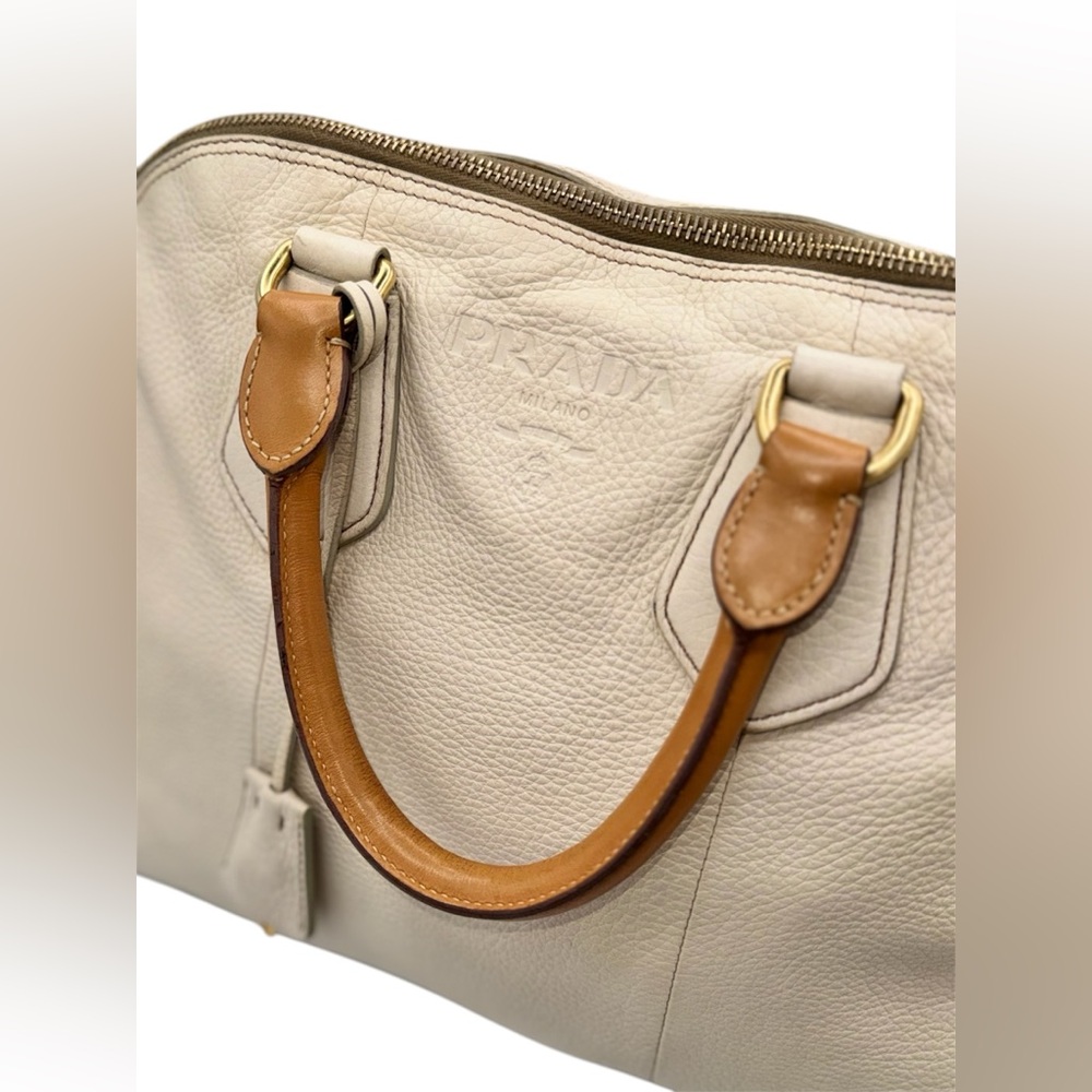 Prada Cream Vitello Dome Satchel 🤍 Classic Neutral Luxury - Picture 6 of 14